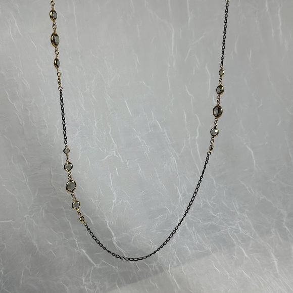 Vintage Signed Crown TRIFARI Necklace Gold Tone & Black  Chain Link Glass - Picture 3 of 15